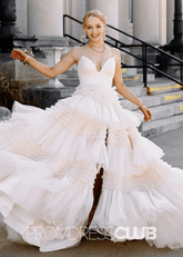 Ingrid | Tiered Pleats Ruffles Spaghetti Straps Red Tulle Prom Dress - White - PromDressClub